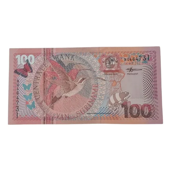 Billetes Mundiales : Surinam  100 Gulden Año 2000