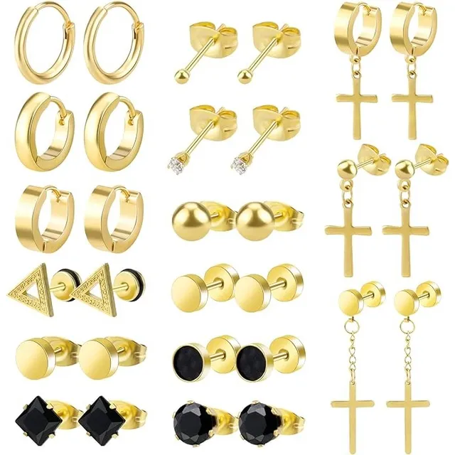 Aretes Para Hombre Dorados