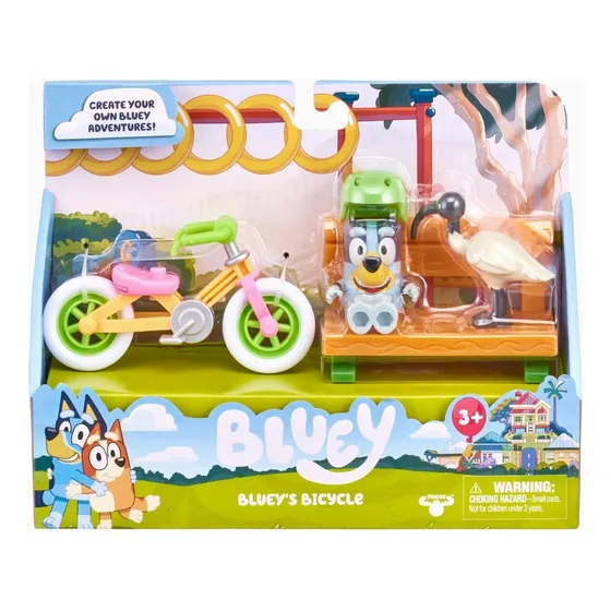 Pack Bluey Con Bicicleta Aprox 8 Cm Marca Moose De Usa 