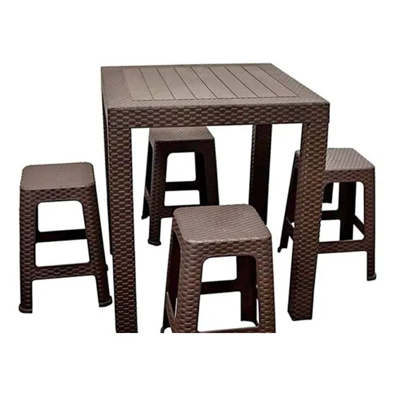 Juego Jardín Ratan Bancos Banquetas Mesa