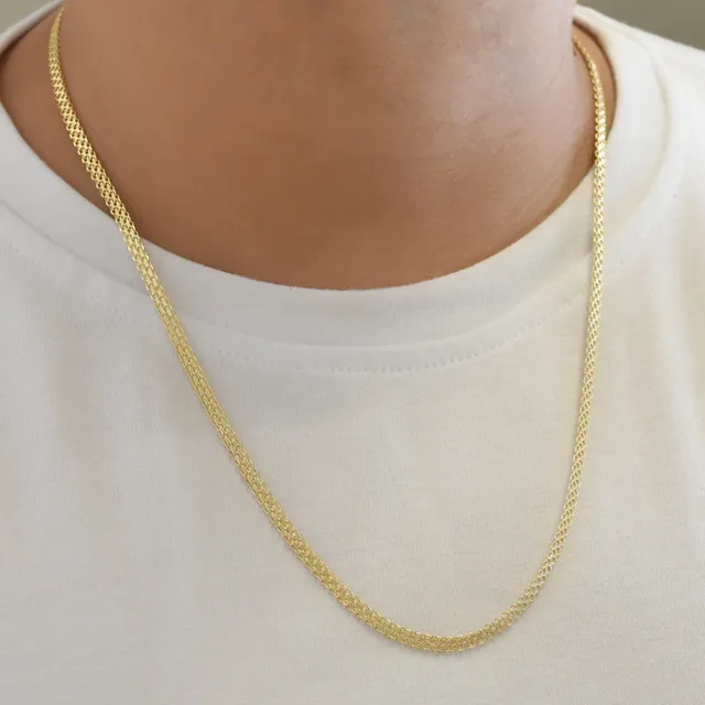 Cadena Caballero Tejido Chino (bañada En Oro )