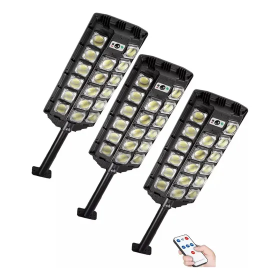 X3 Foco LED Exterior con Sensor de Movimiento Solar 1000W Negro Luz Blanco Frío