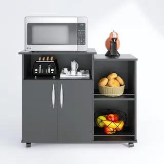 Bancada De Cozinha Paneleiro Porta C/ Rodas Frutas Fruteira Cor Black Bancada De Cozinha Paneleiro Porta C/ Rodas Frutas Fruteira Cor Black