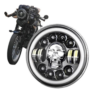 Faro Moto Led Calavera Drl Ambar Ojo De Angel Rgb 7 Pulgada Faro Moto Led Calavera Drl Ambar Ojo De Angel Rgb 7 Pulgada
