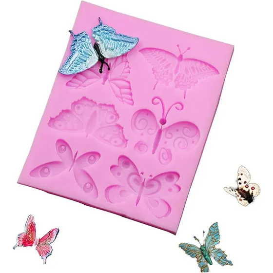 Molde De Silicón Mariposas Fondant Resina Repostería 