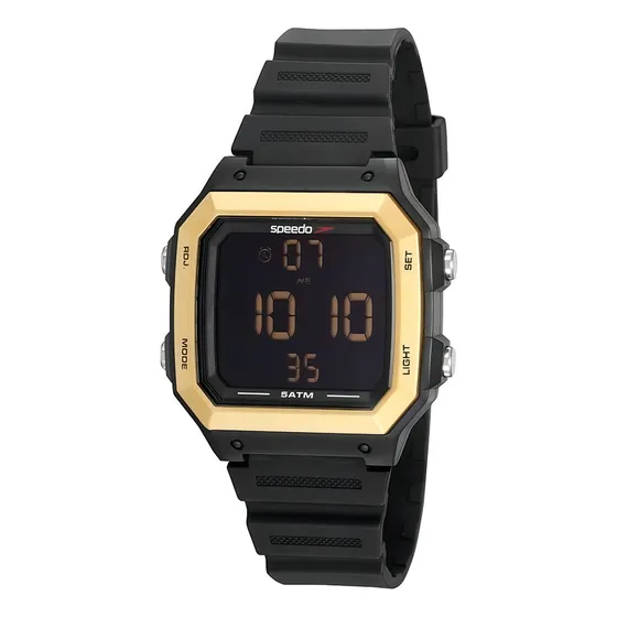 Relógio Speedo Masculino Esportivo Digital Preto E Dourado