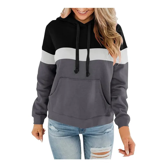 Sudadera Capucha Manga Larga Bolsillo Lana Fina Sueter Tops