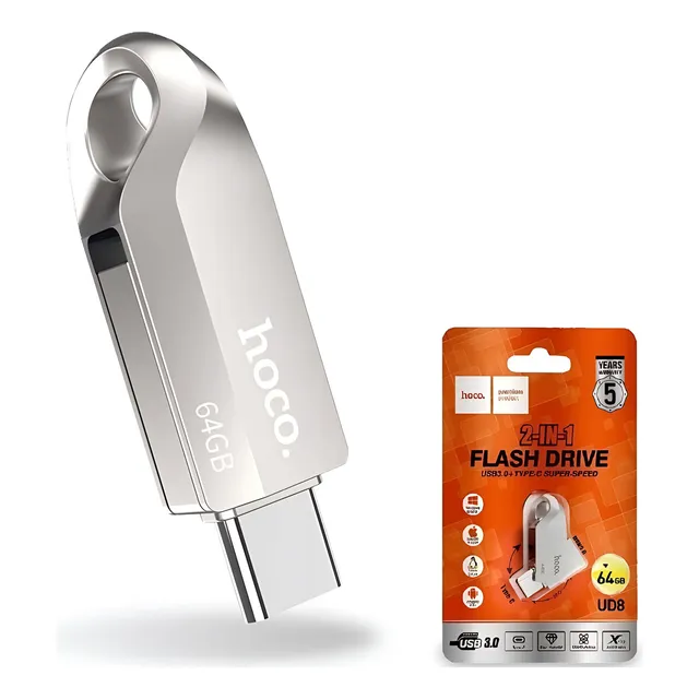 Pendrive Dual Usb 3.0 Tipo C 64 Gb Gris