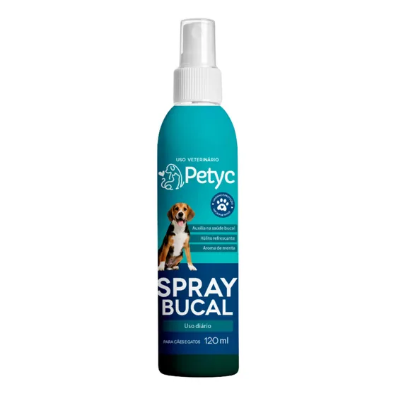 Spray Bucal Gatos E Cães Elimina Mau Halito Tartaro 120ml Sabor Menta