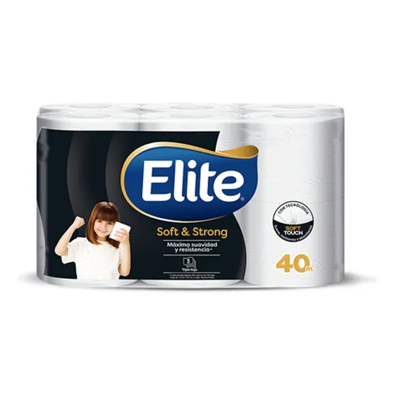 Elite Papel Higienico Triple Hoja Soft&strong 40m 12 Rollos