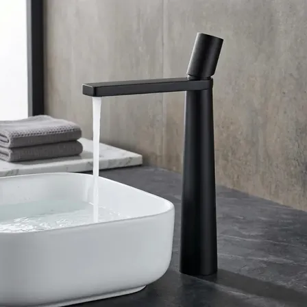 Torneira Alta Banheiro Lavabo Monocomando Misturador Yesop Acabamento Fosco Cor Preto