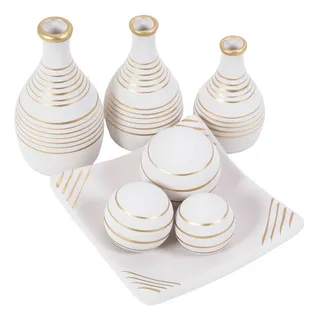 Trio De Vasos Decorativos Enfeite Decorativo Decoração Trio De Vasos Decorativos Enfeite Decorativo Decoração