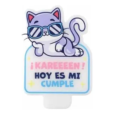 Vela Cumpleaños Divertida Karen, Hoy Es Mi Cumple Gato Cat
