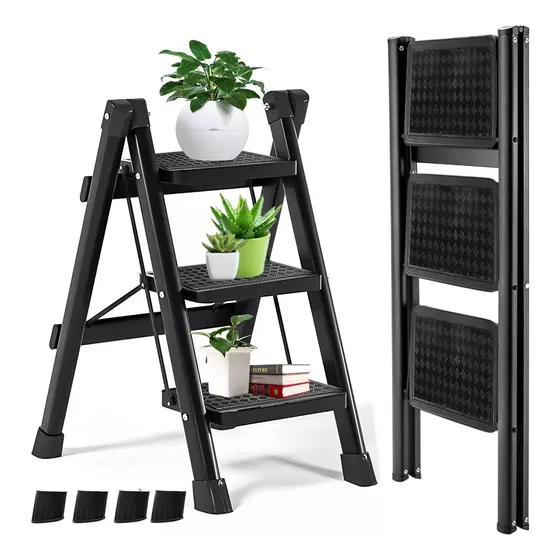 Escalera De Acero Tubular Tipo Tijera Plegable Con 3 Escalon