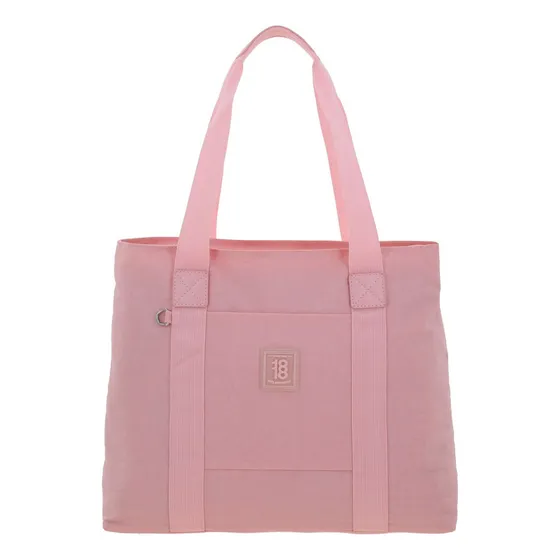 Bolso Tote Grande Chenson 1818 Zilp Impermeable Color Rosa Acabado De Los Herrajes Níquel Diseño De La Tela Lisa