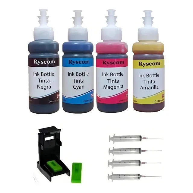 Ryscom Kit Recarga Para Cartuchos Negro Y Tricolo Compatible Para Hp Deskjet Ink Advantage 2374 Hp 667 Negro, Cian, Magenta Amarillo
