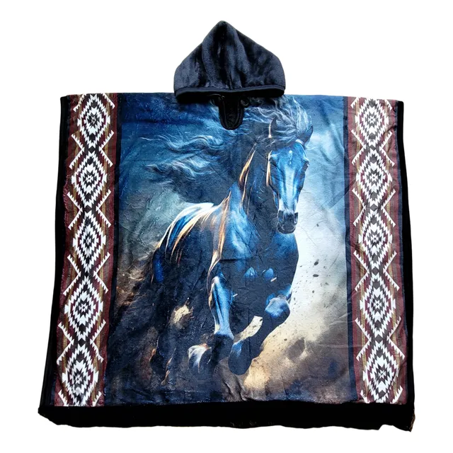 Ruana Poncho Caballos Animales. Envío Rápido