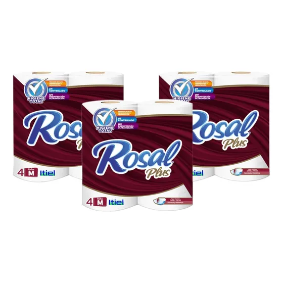 Rosal Plus V Tinto 300 Hojas Dobles Bulto 4x12