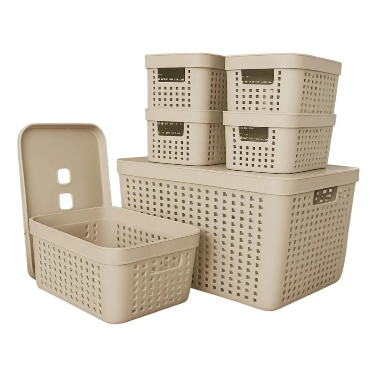 Kit de 6 caixas organizadoras com tampa