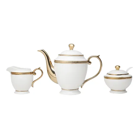 3 Peças Para Chá Wolff Paddy De Porcelana Branco Liso