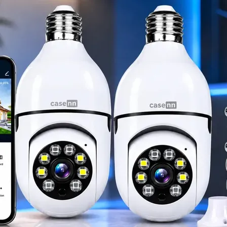 Kit 2 Câmeras Lampada De Segurança Ip Wifi Com Visão Noturna Interna Externa App Yoosee Espiã 360º Cor Branco