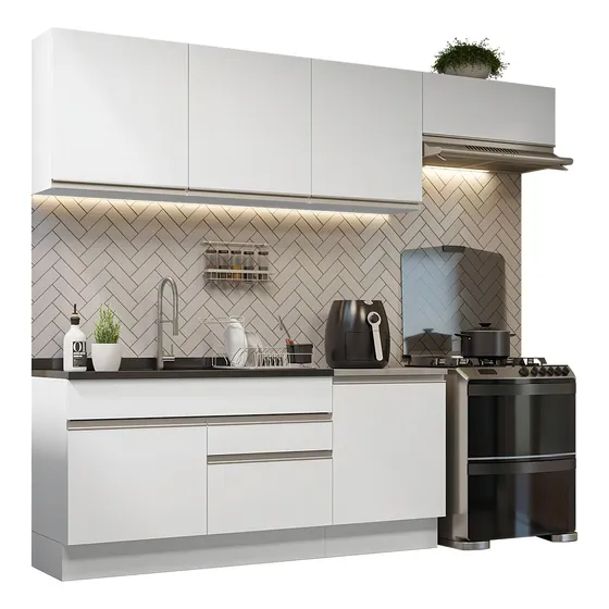 Mueble De Cocina Completo Madesa Glamy 260cm 03 Color Blanco