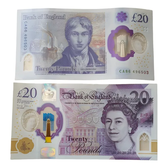 Billetes Mundiales : Gran Bretaña 20 Libras Polimero