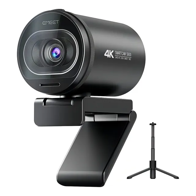 Cámara Web 4k 8mpx Emeet S600 Con 2 Micrófonos De Reducción De Ruido Enfoque Automático Full Hd 1080p 60fps Color Negro, Con Trípode.