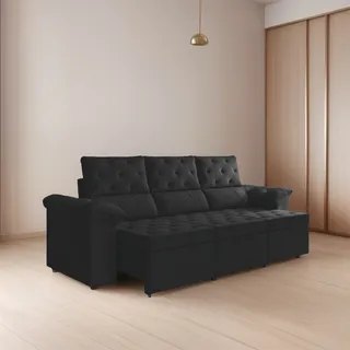 SofĂĄ RetrĂĄtil 3 Lugares 2,10m York Suede Preto SofĂĄ RetrĂĄtil 3 Lugares 2,10m York Suede Preto
