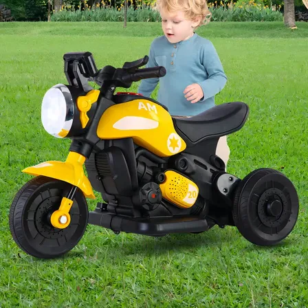 Moto Elétrica Infantil Unitoys Daily Amarela 6V Bateria com Luzes e Sons