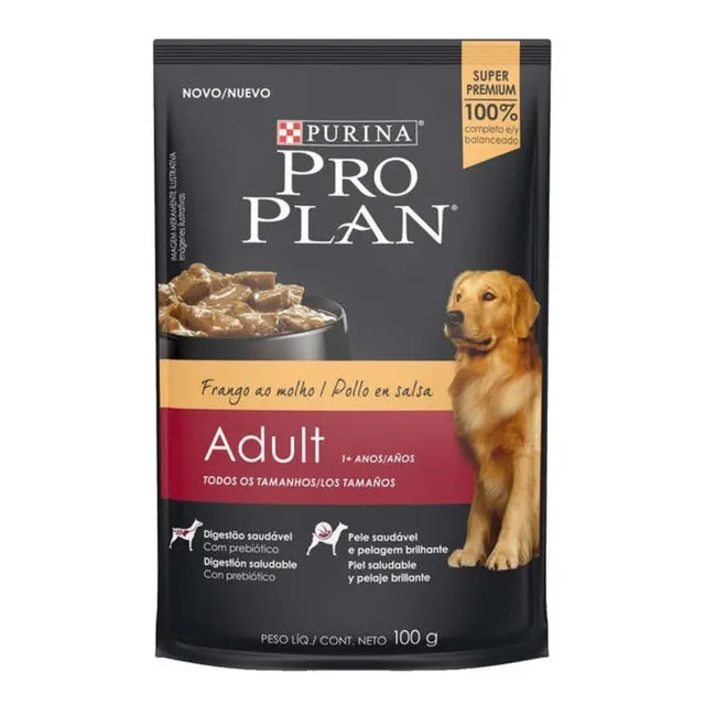 Alimento Pro Plan OptiHealth Pro Plan para perro adulto todos los tamaños sabor pollo en salsa de 100 g