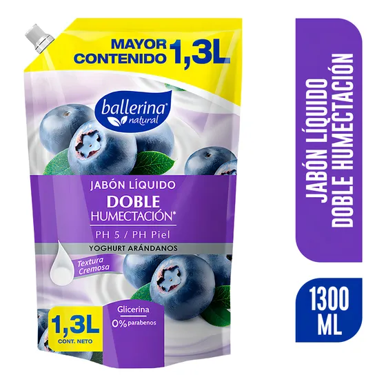 Ballerina Jabón Líquido Yoghurt Arándanos Doypack 1300 Ml