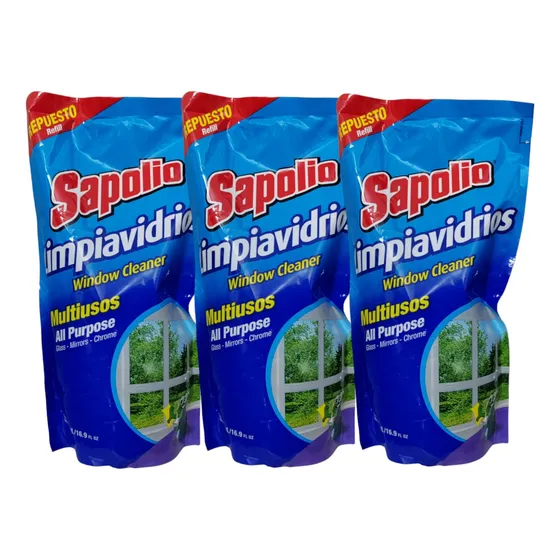 Pack X3 Limpiavidrios Sapolio Doypack Liquido 500ml