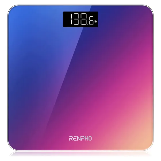 Renpho Bascula De Peso Corporal hasta 180 kg Color Violeta Oscuro bascula de baño digital personal Con Pantalla Led Retroiluminada Alta Precisión Mide Hasta 180 Kg 400 Lb Incluye Pilas Negro