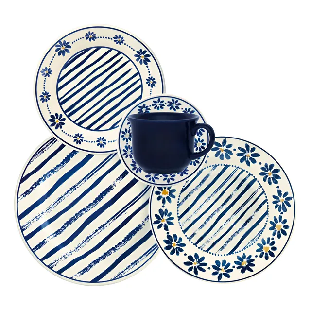 Aparelho De Jantar 20 Peças Biona Donna 24 Margaridas