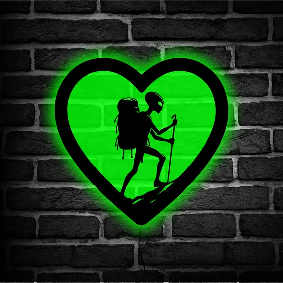 Cuadro Retroiluminado Led Corazón Alíen Marciano