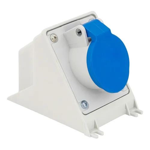 Enchufe superpuesto Steck 3p+t 16a -9h 220 V Ip44 Newkon N4009, color azul