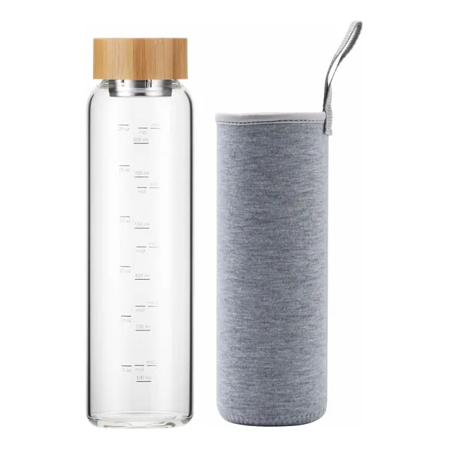 Sunkey Botella Agua Vidrio 32 Onza Boca Ancha Manga Tapa 1