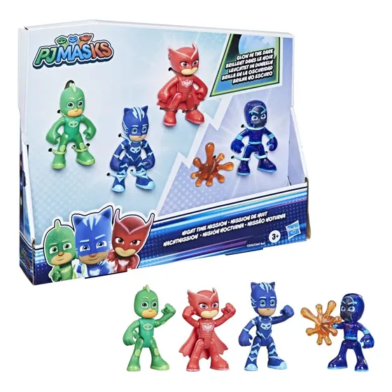 Set De Figuras De Acción Pj Masks Night Time Mission Glow-in