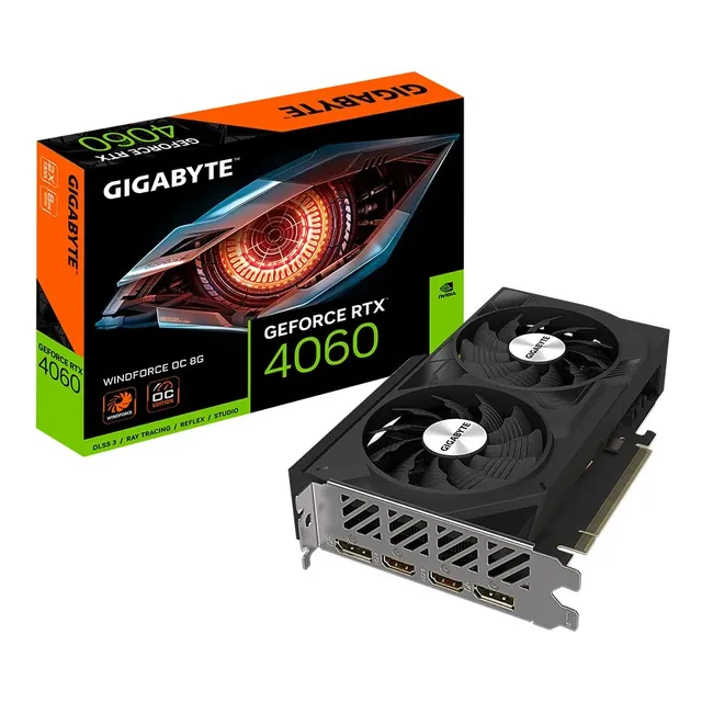 Placa de video Nvidia Gigabyte Windforce GeForce RTX 40 Series RTX 4060 GV-N4060WF2OC-8GD OC Edition 8GB