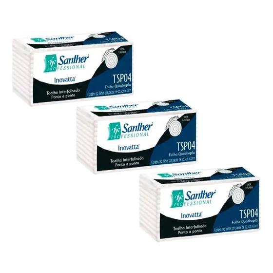 Papel Toalha Interfolha Folha Quadrupla P/ Banheiro C/360fls