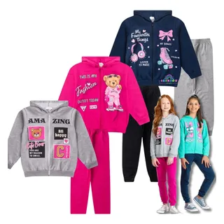 Kit 3 Conjunto De Roupa Moletom Infantil Juvenil Feminino Kit 3 Conjunto De Roupa Moletom Infantil Juvenil Feminino