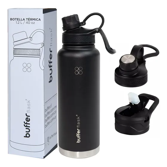 Termo Botella Termica 1,2 Lt Buffer Acero Inoxidable + Tapas