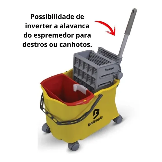 Balde carrinho de limpeza com espremedor 20L doblô 20 Bralimpia Flex