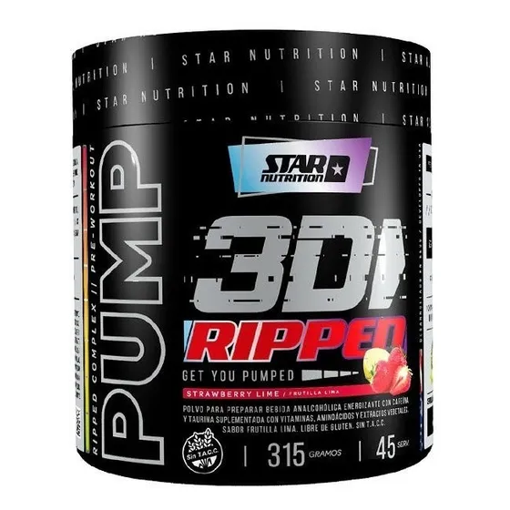 Pump 3d Ripped 315 Gr Star Nutrition Pre Entreno + Quemador 