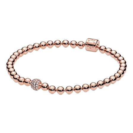 Bracelete Pandora Esfera Brilhante Em Ouro Rosé Pandora Comprimento 21 Cm Bracelete Pandora Esfera Brilhante Em Ouro Rosé Pandora Comprimento 21 Cm