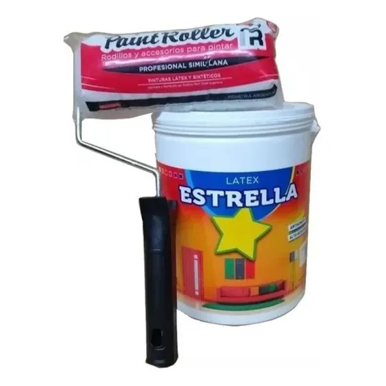 Pintura Latex Interior Blanco Mate Estrella 4 + Rodillo