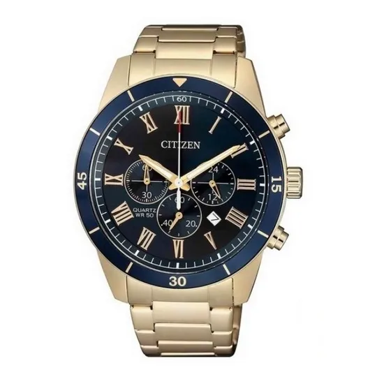 Relógio Citizen Masculino Cronógrafo Tz31507a Dourado Azul