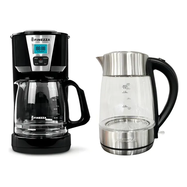 Combo Finezza Cafetera Digital Ck-668di+ Hervidor Electrico Color Negro
