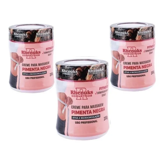 Crema para cuerpo Rhenuks Cosmético Masaje PIMIENTA NEGRA de 200mL/200g